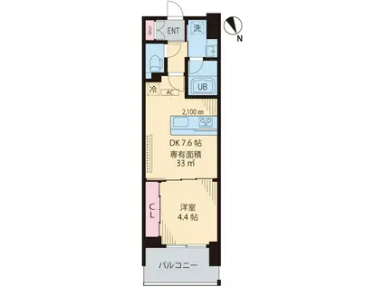 ビイルーム立川(1DK/9階)の間取り写真