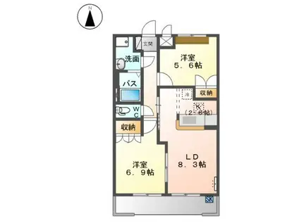 ハピネスA(2LDK/1階)の間取り写真
