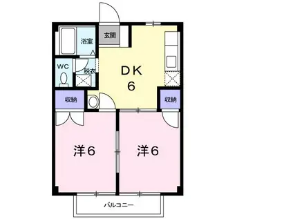 ハイツ山本(2DK/1階)の間取り写真