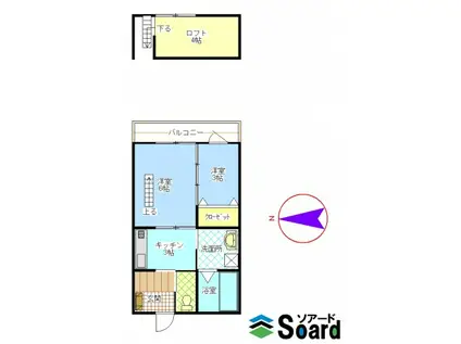 パレス KS(2DK/3階)の間取り写真