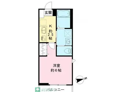 ウィステリア S(1K/1階)の間取り写真