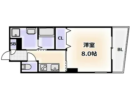 CITY SPIRE美章園(1K/4階)の間取り写真