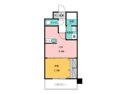 エンクレスト博多BELLE(1LDK/7階)の間取り写真