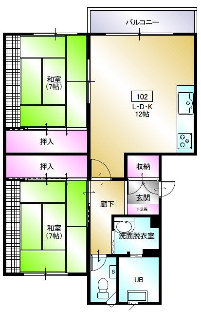 ペニンシュラ(2LDK/3階)の間取り写真