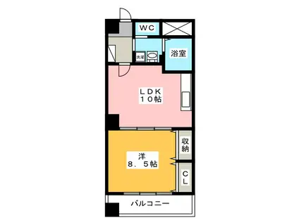 ブルーハイム茶町(1LDK/2階)の間取り写真