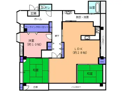 由宇建材ビル(3LDK/5階)の間取り写真