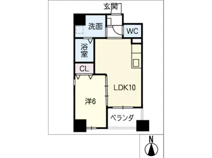 リュミアン堀田テラス(1LDK/2階)の間取り写真