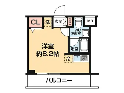 アルコバレーノ カワサキ ウエスト(ワンルーム/4階)の間取り写真