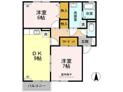 サンライズ蔵本(2DK/1階)の間取り写真