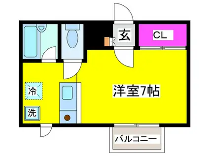 フィルライトマツバラA棟(ワンルーム/1階)の間取り写真