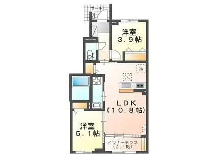 コンテッサII(2LDK/1階)の間取り写真