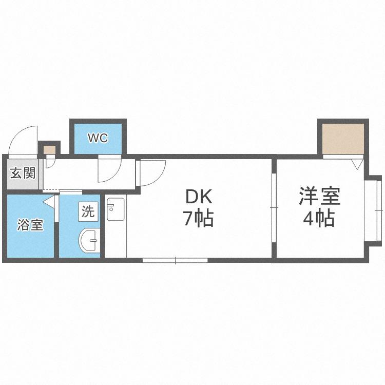 エヴァンス大友公園(1DK/2階)の間取り写真