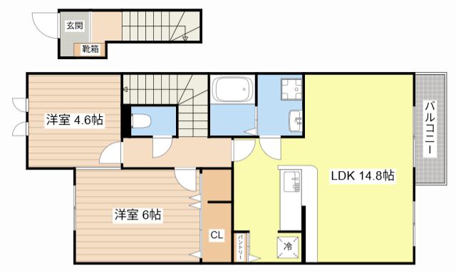 PRONITY(1SLDK/2階)の間取り写真
