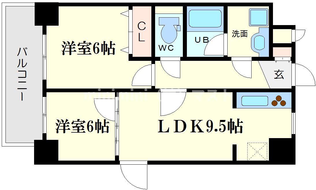 BGC難波タワー(2LDK/11階)の間取り写真