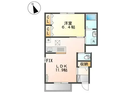 ヴェルージュ(1LDK/1階)の間取り写真