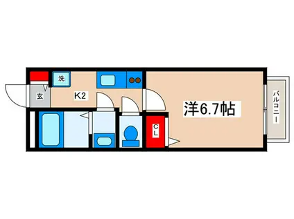 アムール(1K/2階)の間取り写真