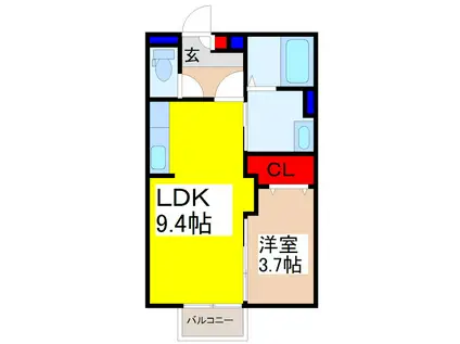 エトワールC(1LDK/1階)の間取り写真