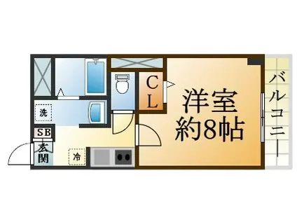 クレアドル須磨II(1K/4階)の間取り写真