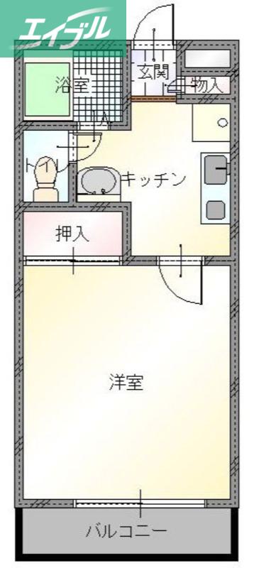 アークヒルズ西古松(1K/3階)の間取り写真
