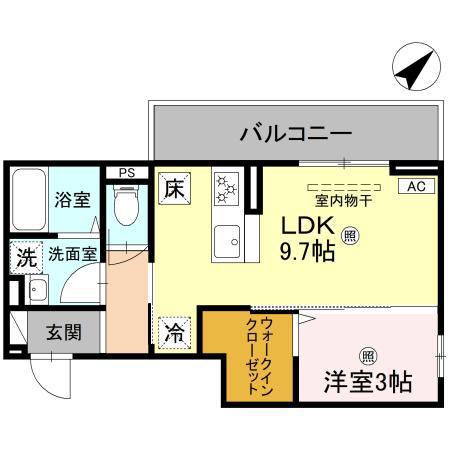 D-ROOM彦根市後三条町(1LDK/1階)の間取り写真
