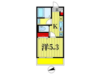MELDIA新松戸(1K/1階)の間取り写真