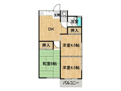 浜田ハイツ(3DK/2階)の間取り写真