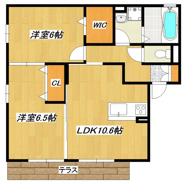 クローバーハウス(2LDK/1階)の間取り写真