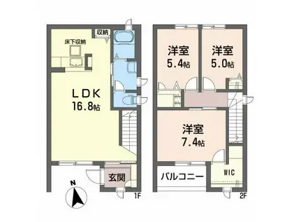 メゾン ケイワB(3LDK/1階)の間取り写真