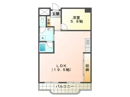 ロイヤルサイキ(1LDK/4階)の間取り写真