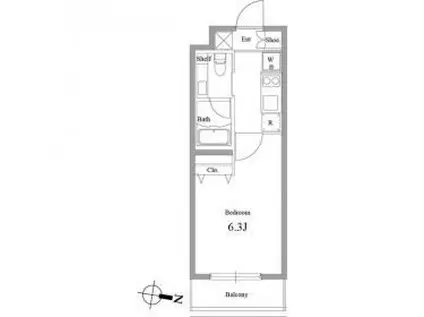 ファインライツ氷川台(1K/2階)の間取り写真