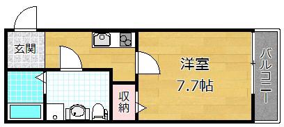 CASA御殿山(1K/1階)の間取り写真