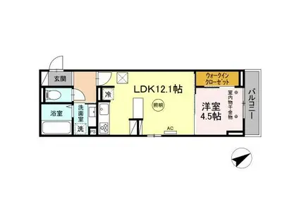 D-ROOM椿(1LDK/1階)の間取り写真
