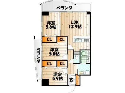 VERDE大手町(3LDK/10階)の間取り写真