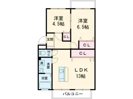 近鉄名古屋線 益生駅 徒歩20分 3階建 築45年(2LDK/3階)の間取り写真