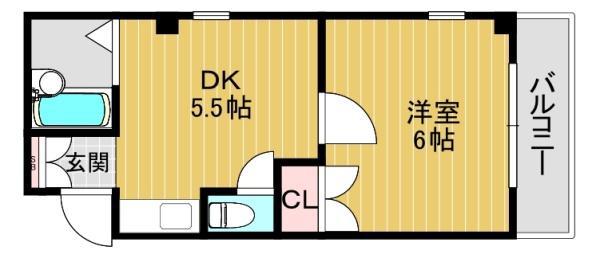 エクラ針中野(1DK/5階)の間取り写真
