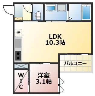 REGALEST東海学園前(1LDK/2階)の間取り写真
