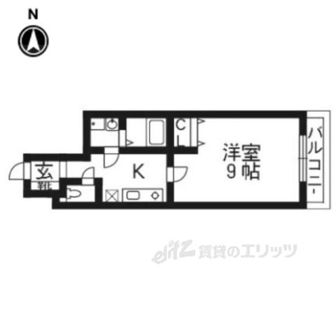 グランレブリー御所西(1K/1階)の間取り写真