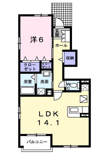メゾン・ド・ジュネス(1LDK/1階)の間取り写真