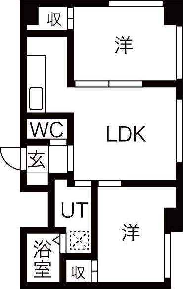 エスポワール円山(2LDK/3階)の間取り写真