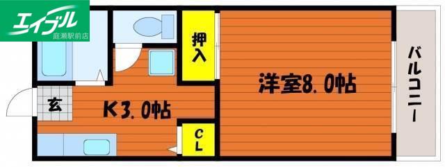 パフィオハイツ(1K/1階)の間取り写真