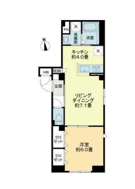 ルミケオ大手町(1LDK/1階)の間取り写真