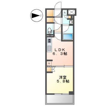 オーパスレジデンス名古屋ステーション(1DK/11階)の間取り写真