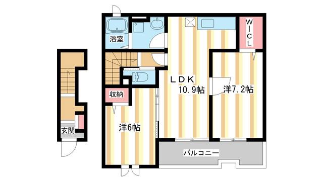 ソレイユ(2LDK/2階)の間取り写真