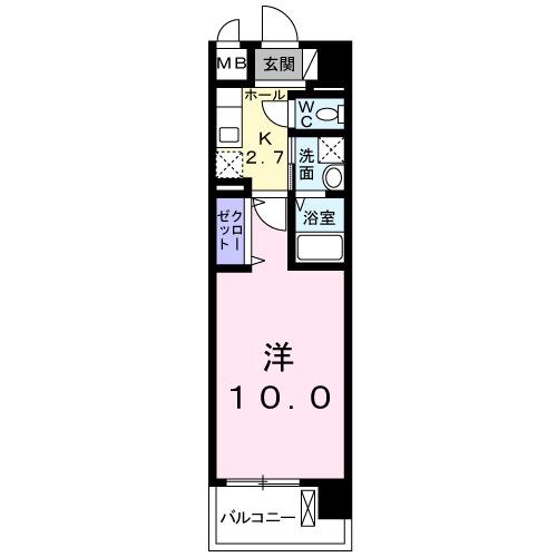 BROTE湘南(1K/5階)の間取り写真