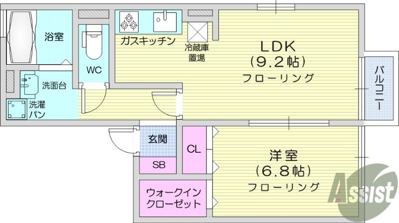クラレンスホワイトⅠ(1LDK/2階)の間取り写真