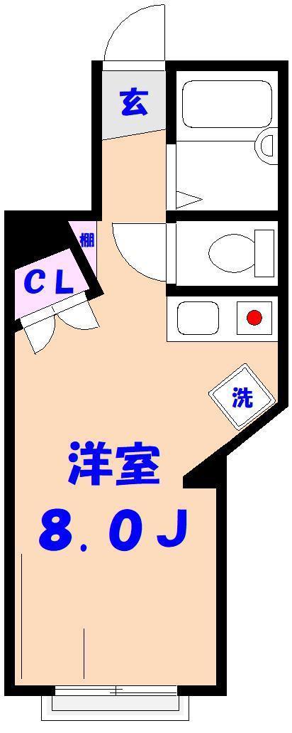 カーム・ホーム(ワンルーム/1階)の間取り写真