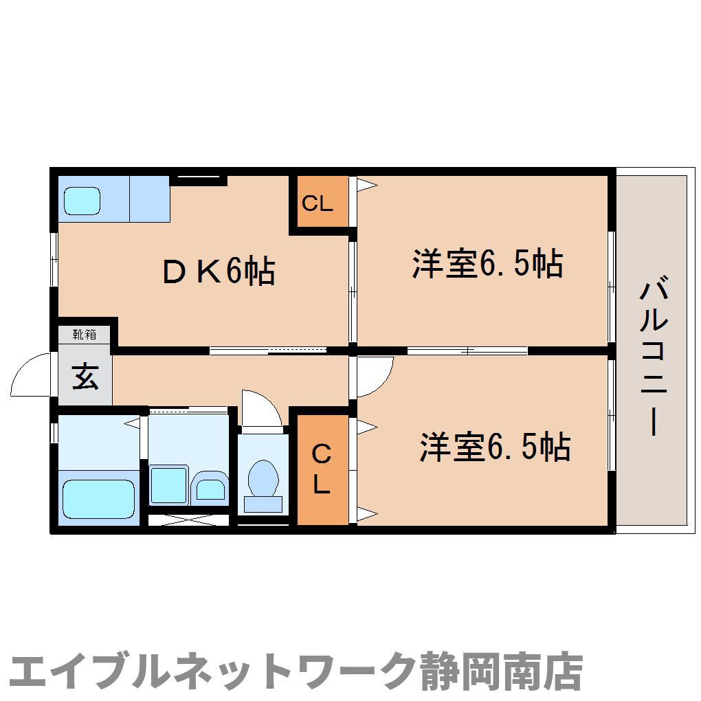 メイプル(2DK/2階)の間取り写真