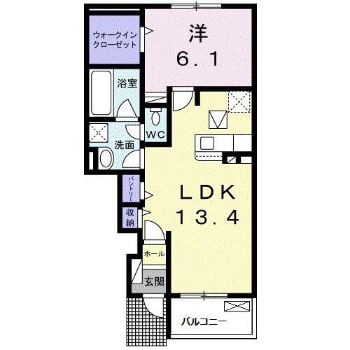 ウイングコートIII(1LDK/1階)の間取り写真