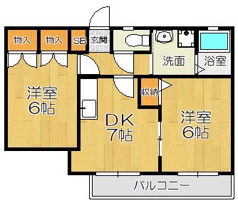 コートハウス園田(2DK/1階)の間取り写真