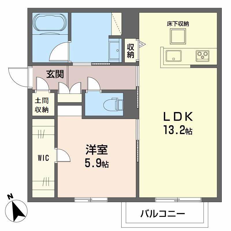ロングコリーヌ宮脇(1LDK/1階)の間取り写真